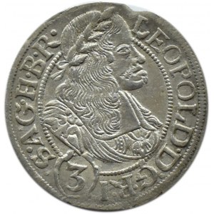 Śląsk, Leopold I, 3 krajcary 1668 SHS, Wrocław