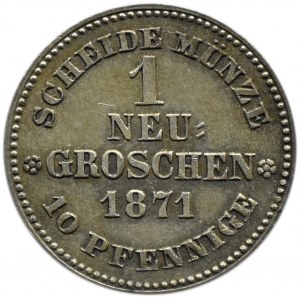 Niemcy, Saksonia, Johann, 1 nowy grosz 1871 B, Hannover