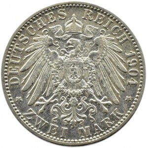 Niemcy, Badenia, Fryderyk I, 2 marki 1904 G, Karlsruhe