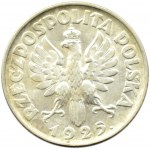 Polska, II RP, Kłosy, 1 złoty 1925, Londyn, UNC-, BARDZO RZADKA ODMIANA