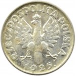 Polska, II RP, Kłosy, 1 złoty 1925, Londyn, UNC-, BARDZO RZADKA ODMIANA