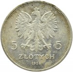 Polska, II RP, Nike, 5 złotych 1928, Warszawa, odmiana ze znakiem mennicy, piękna!