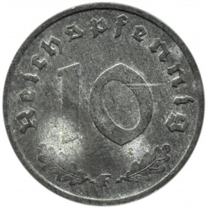 Niemcy powojenne, 10 pfennig 1947 F, Stuttgart, rzadkie