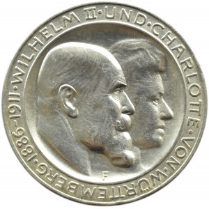 Niemcy, Wirtembergia, Wilhelm i Charlotte, 3 marki 1911 F, Stuttgart