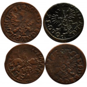 Jan II Kazimierz, lot 4 sztuk szelągów (boratynek) 1661-1665, Ujazdów