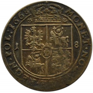 Jan II Kazimierz, ort 1668 T.L.B., Bydgoszcz, herb LELIWA, rozety nad tarczą, RZADKI