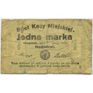 Chojnice, Bilet Kasy Miejskiej, 1 marka 1920, bez numeracji