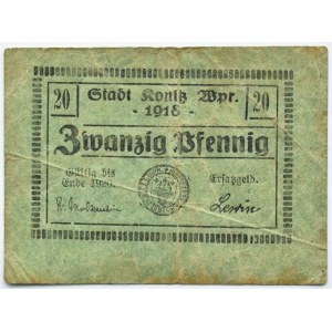 Konitz/Chojnice, 20 pfennig 1918, papier zielony