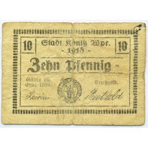 Konitz/Chojnice, 10 pfennig 1918, papier kremowy