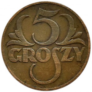 Polska, II RP, 5 groszy 1934, Warszawa, najrzadszy rocznik