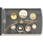 Skarbnica Narodowa, Zestaw srebrnych monet z emblematami Kanady - 150 lat dolara kanadyjskiego, UNC