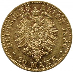 Niemcy, Prusy, Wilhelm II, 20 marek 1889 A, Berlin, mały orzeł