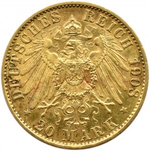 Niemcy, Prusy, Wilhelm II, 20 marek 1908 A, Berlin