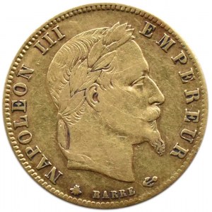 Francja, Napoleon III, 5 franków 1864 A, Paryż, rzadkie