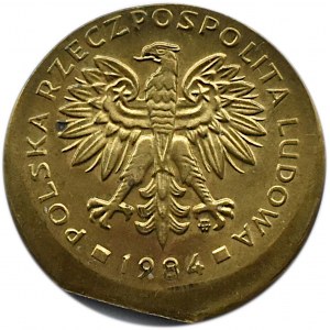 Polska, PRL, 2 złote 1984, końcówka blachy, przesunięcie stempla, UNC