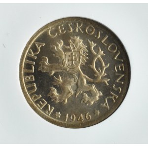 Czechosłowacja, 1 korona 1946, lustrzanka, UNC, GCN PR66