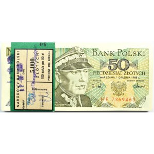 Polska, PRL, paczka bankowa 50 złotych 1988, seria HF