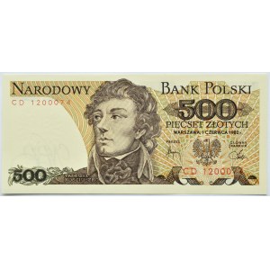 Polska, PRL, 500 złotych 1982, seria CD, Warszawa, UNC, RZADKIE