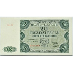 Polska, RP, 20 złotych 1947, seria B, UNC