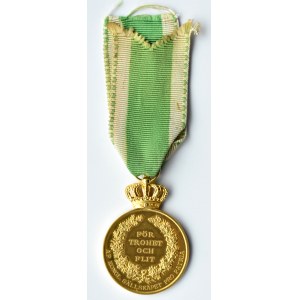 Szwecja, Gustaw V, medal za Wierność i Pracowitość, złoto 18 karatów (pr. 750)