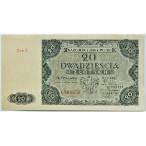 Polska, RP, 20 złotych 1947, seria A, Warszawa, UNC