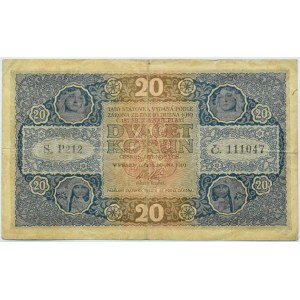 Czechosłowacja, 20 koron 1919, seria P212, Praga, RZADKI