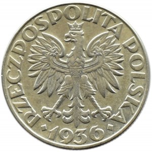 Polska, II RP, Żaglówka, 5 złotych 1936, Warszawa