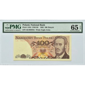 Polska, PRL, 100 złotych 1982, seria LK, PMG 65 EPQ
