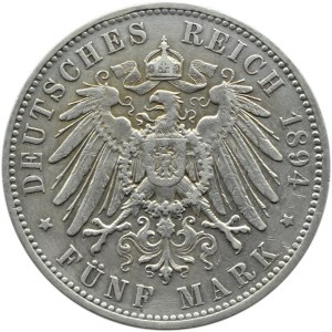 Niemcy, Saksonia, Albert, 5 marek 1894 E, Muldenhütten