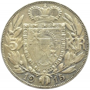 Liechtenstein, Johann, 5 koron 1915, piękne