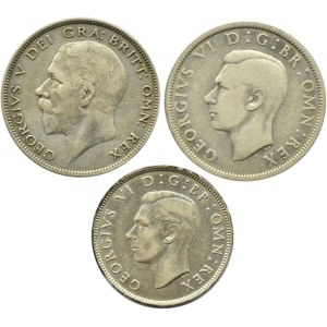 Wielka Brytania, Jerzy V i Jerzy VI, lot trzech monet 1935-1940, Londyn