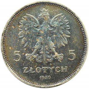 Polska, II RP, Sztandar 5 złotych 1930, Warszawa, piękna patyna