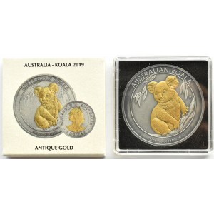 Australia, 1 dolar 2019 P, Koala, Antque gold, UNC