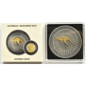 Australia, 1 dolar 2019 P, Kangur, Antque gold, UNC
