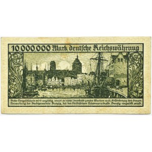 Wolne Miasto Gdańsk, 10 milionów marek 1923, bez serii, prawidłowy napis