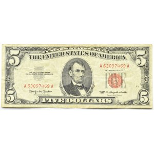USA, 5 dolarów 1963, seria A, czerwona pieczęć