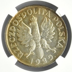 Polska, II RP, Kłosy, 2 złote 1925 z kropką, Londyn, NGC AU58