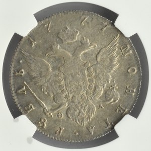 Rosja, Katarzyna II, rubel 1777 CPB FŁ, Petersburg, NGU AU55