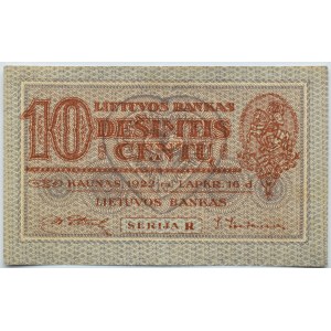 Litwa, 10 centas 1922, Kowno, seria R, bardzo rzadkie