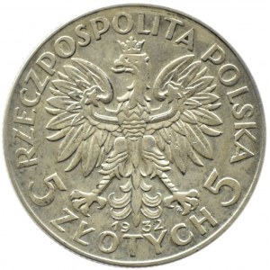 Polska, II RP, Kobieta, 5 złotych 1932 ze znakiem mennicy, Warszawa, RZADKA