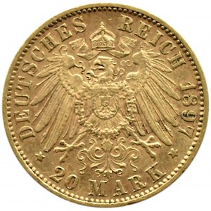 Niemcy, Wirtembergia, Wilhelm II, 20 marek 1897 F, Stuttgart