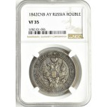 Rosja, Mikołaj I, 1 rubel 1842 A Cz, Petersburg, NGC VF35