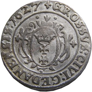 Zygmunt III Waza, grosz 1627, Gdańsk, …PR, BARDZO ŁADNY