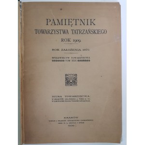 PAMIĘTNIK TOWARZYSTWA TATRZAŃSKIEGO ROK 1909