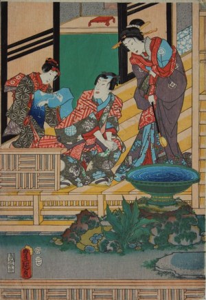 Utagawa Kunisada, Scena na tarasie