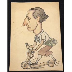 [Karykatura] Rysunek na papierze sygn. Kołodziejczyk - Zając 1948