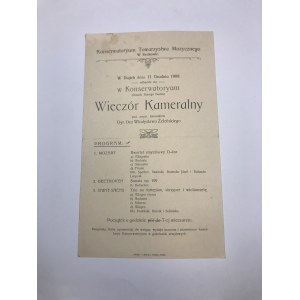 Program wieczoru kameralnego Władysława Żeleńskiego 11 grudnia 1908