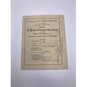 Program koncertu Koralewicz-Waydowej 1909