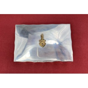 [Herb Pobóg] Pudełko art-deco [wizytownik] ze staropolskim herbem szlacheckim Pobóg
