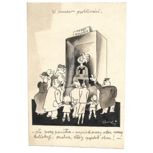 K. FERSTER – SZCZĘŚCIARZ. Rysunek tuszem na ark. 19,5x13,3 cm. Sygnowany Charlie.